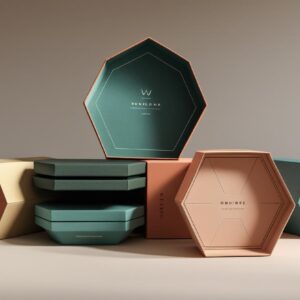 Seven Packaging's Custom Hexagon Packaging Boxes are eco-friendly packaging containers designed and manufactured in a six-sided, hexagonal shape, tailored specifically to a product's dimensions and a brand's aesthetics.