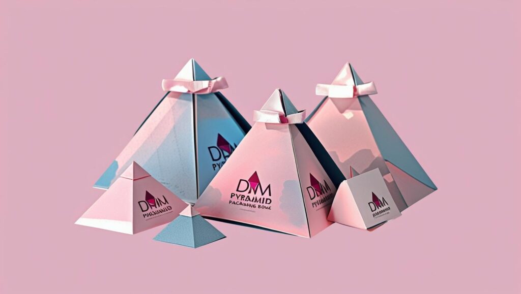 Seven Packaging's Custom Pyramid Packaging Boxes are unique and eye-catching packaging boxes designed in the shape of a pyramid. This distinct geometric form sets them apart from traditional square or rectangular boxes, making them a memorable and visually appealing unboxing experience.