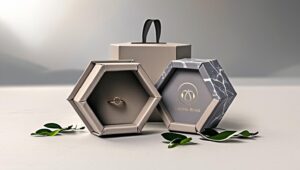 Seven Packaging's Custom Ring Packaging Boxes Wholesale refers to the bulk manufacturing and supply of specially designed and branded boxes for rings, tailored to the specific needs of jewelry businesses.