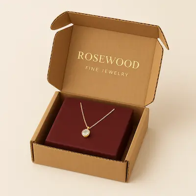 Eco kraft jewelry box with recycled board — sustainable U.S. brand packaging