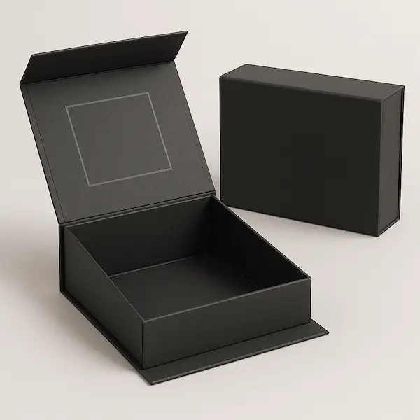 Collapsible magnetic closure boxes that ship flat and assemble into luxury rigid packaging