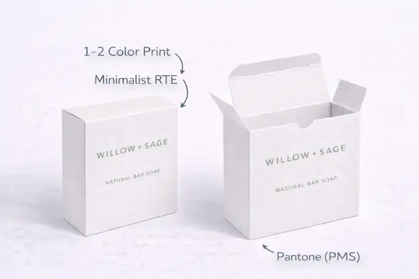 1-2 color reverse tuck end boxes for minimal clean packaging