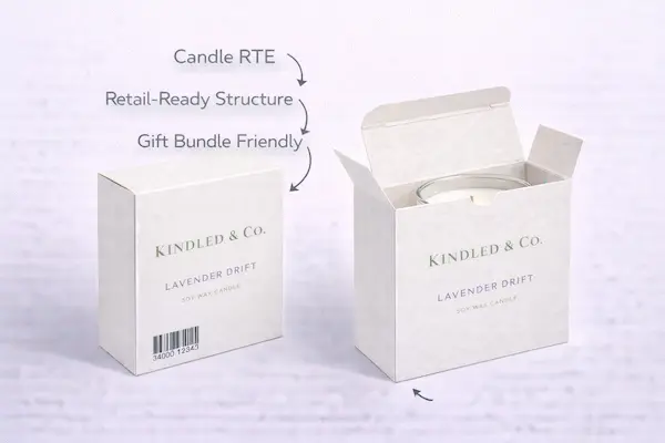 Reverse tuck end boxes for candle packaging