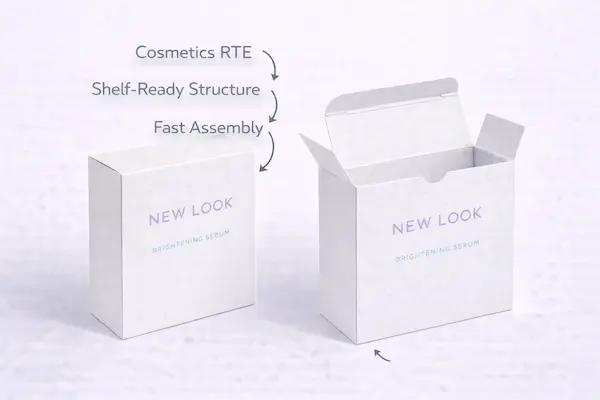 Reverse tuck end boxes for cosmetics packaging