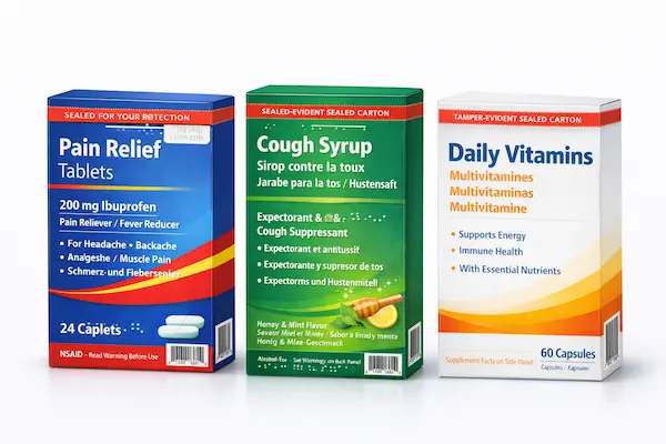 Tamper-evident medicine cartons — pharmaceutical carton boxes with tamper evidence features for product integrity