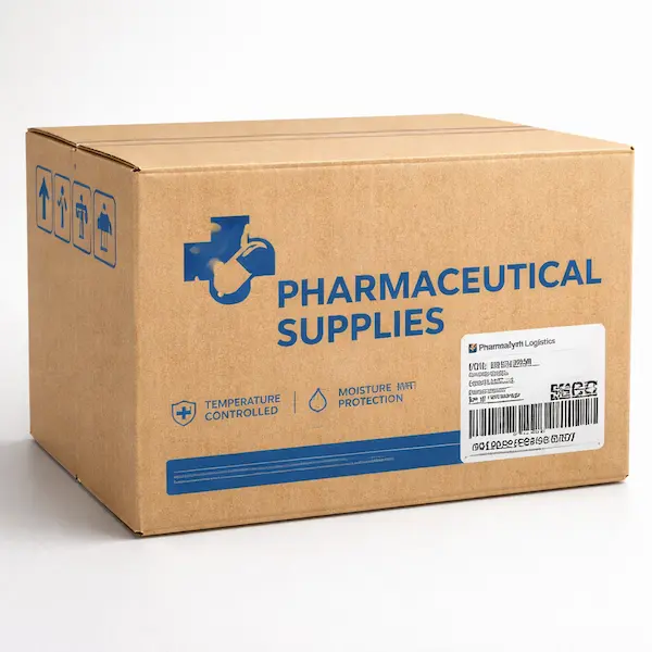 Corrugated pharmaceutical shipping carton with kraft board for medical product distribution — Seven Packaging USA